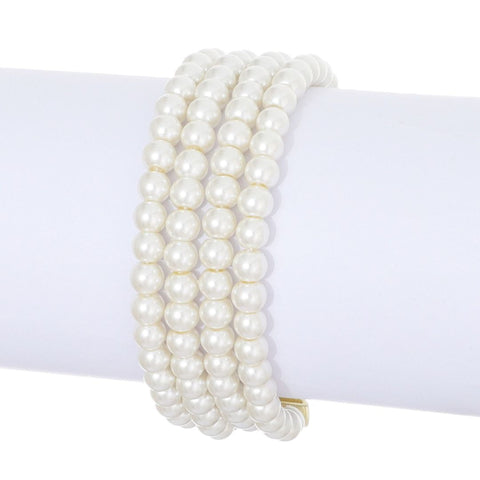 Multi-Strand Faux Pearl Statement Bracelet