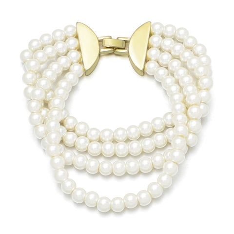 Multi-Strand Faux Pearl Statement Bracelet