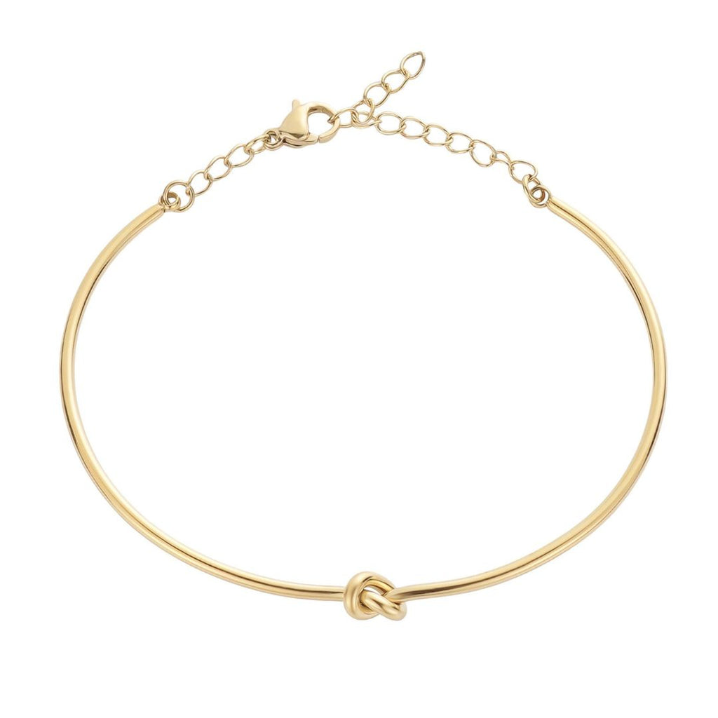 Tarnish Resistant 18k Gold Plated Knot Cuff Adjustable Chain Bracelet