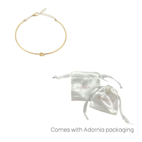 Tarnish Resistant 18k Gold Plated Knot Cuff Adjustable Chain Bracelet