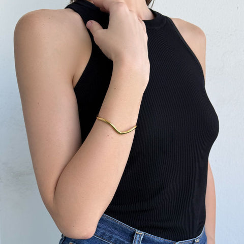 Tarnish Resistant 18k Gold Plated Wave Cuff