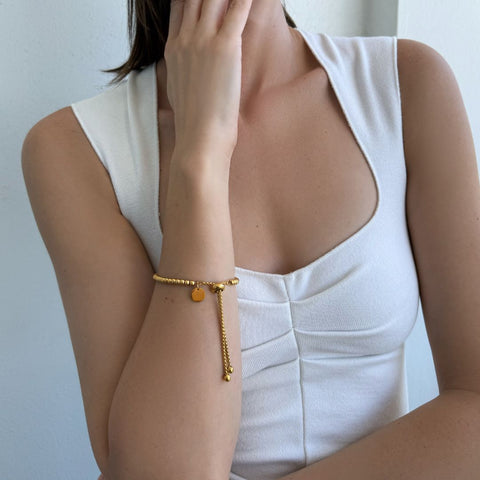 Tarnish Resistant 18k Gold Plated Beaded Bolo Bracelet