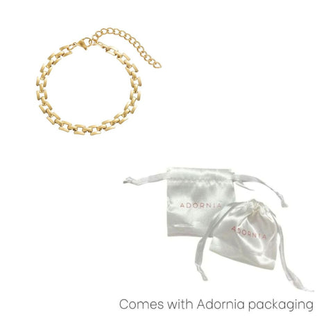 Tarnish Resistant 18k Gold Plated Grid Chain Bracelet