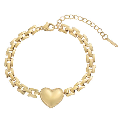 Tarnish Resistant Heart Grid Chain Bracelet