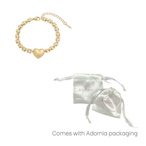 Tarnish Resistant Heart Grid Chain Bracelet