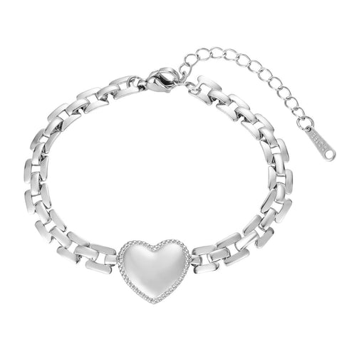 Tarnish Resistant Heart Grid Chain Bracelet