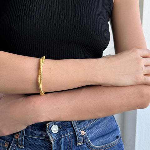 Tarnish Resistant 18k Gold Plated Wrap Chord Bracelet
