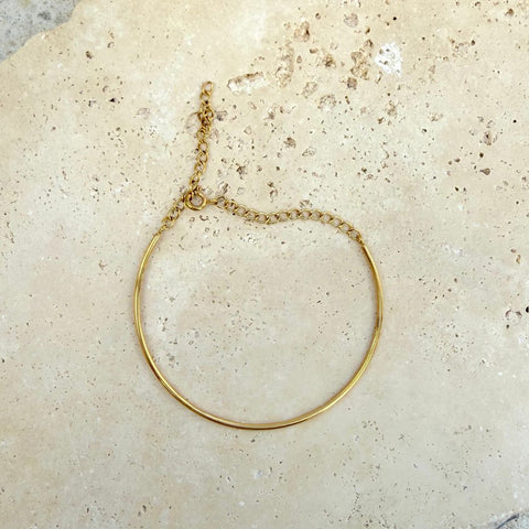 Tarnish Resistant 18k Gold Plated Cuff Adjustable Chain Bracelet