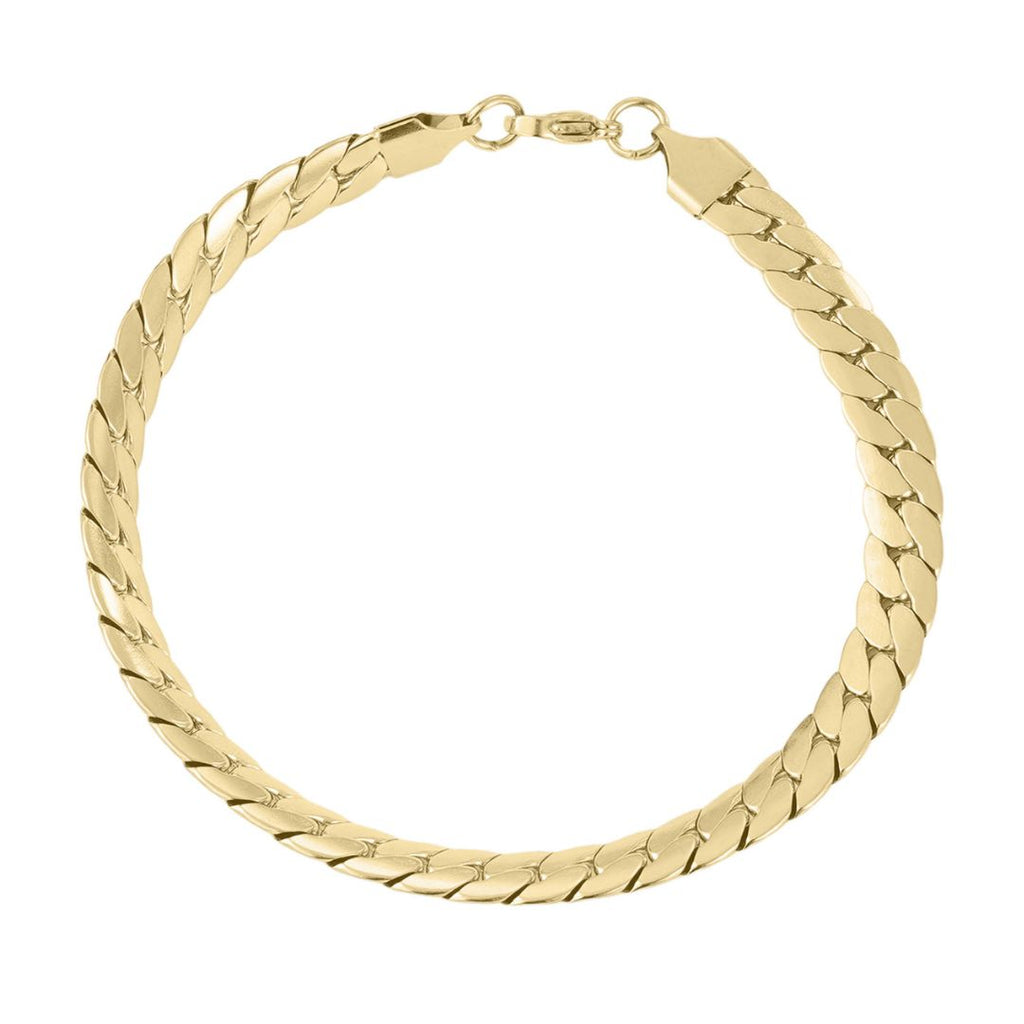 Tarnish Resistant 18k Gold Plated Flat Curb Chain Bracelet