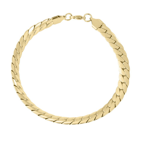 Tarnish Resistant 18k Gold Plated Flat Curb Chain Bracelet