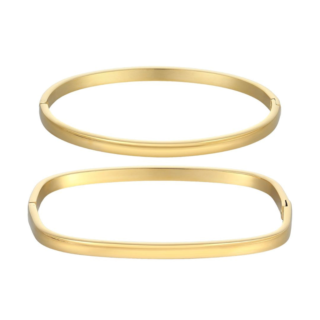 Tarnish Resistant 18k Gold Plated Rectangle and Oval Cuff Set