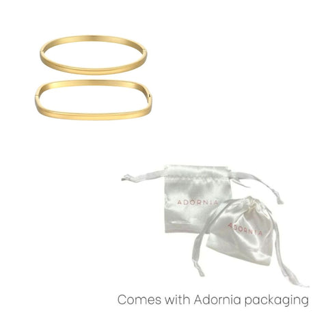 Tarnish Resistant 18k Gold Plated Rectangle and Oval Cuff Set