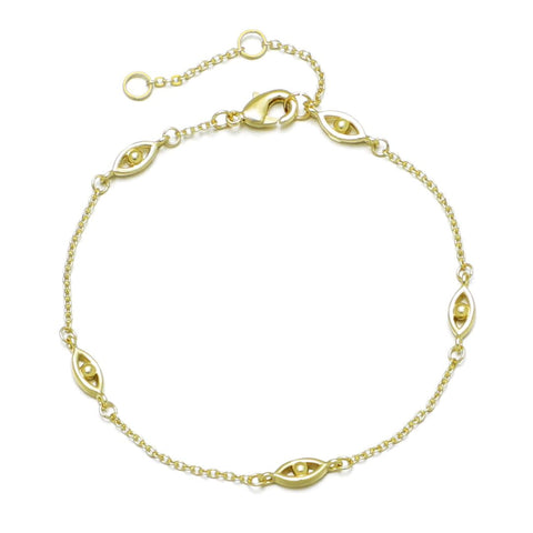 14k Gold Plated Evil Eye Station Bracelet