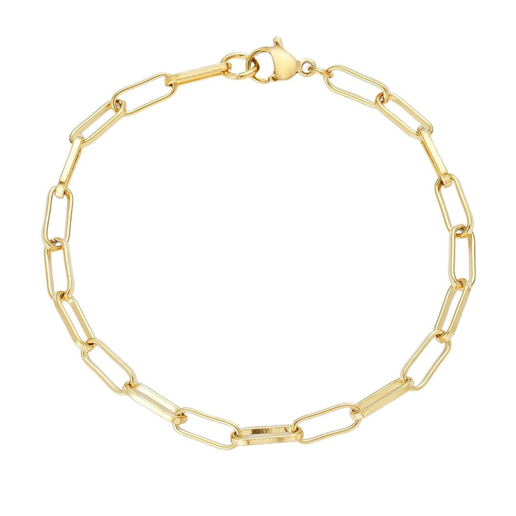 Tarnish Resistant 18k Gold Plated Paperclip Chain Bracelet