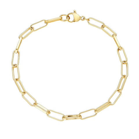Tarnish Resistant 18k Gold Plated Paperclip Chain Bracelet