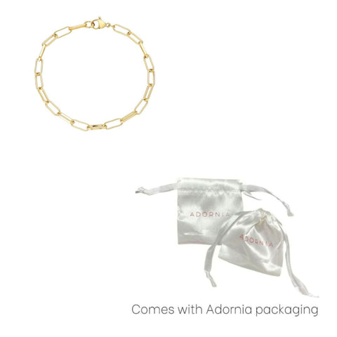 Tarnish Resistant 18k Gold Plated Paperclip Chain Bracelet