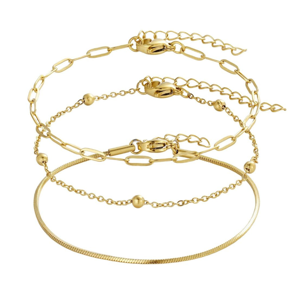 Tarnish Resistant Set of 3 Chain Bracelets
