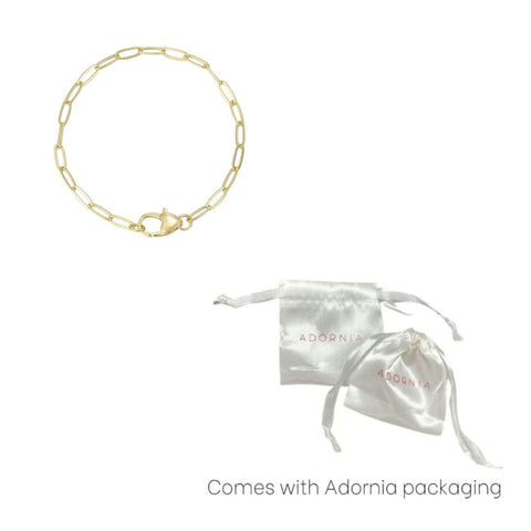 14k Gold Plated Heart Lock Paperclip Chain Bracelet