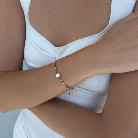 Freshwater Pearl Color Bead Bracelet