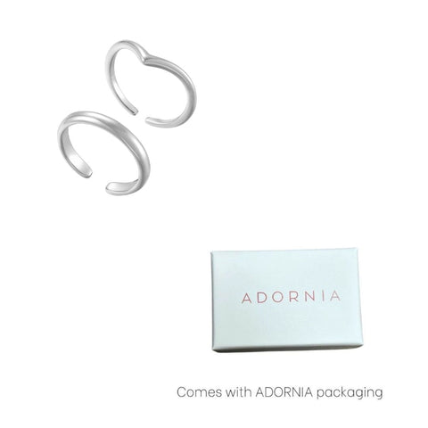 Adjustable Chevron and Double Line Toe Ring Set