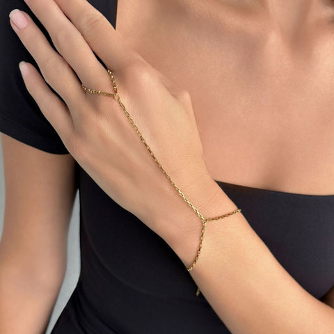 Tarnish Resistant 18k Gold Paperclip Handchain
