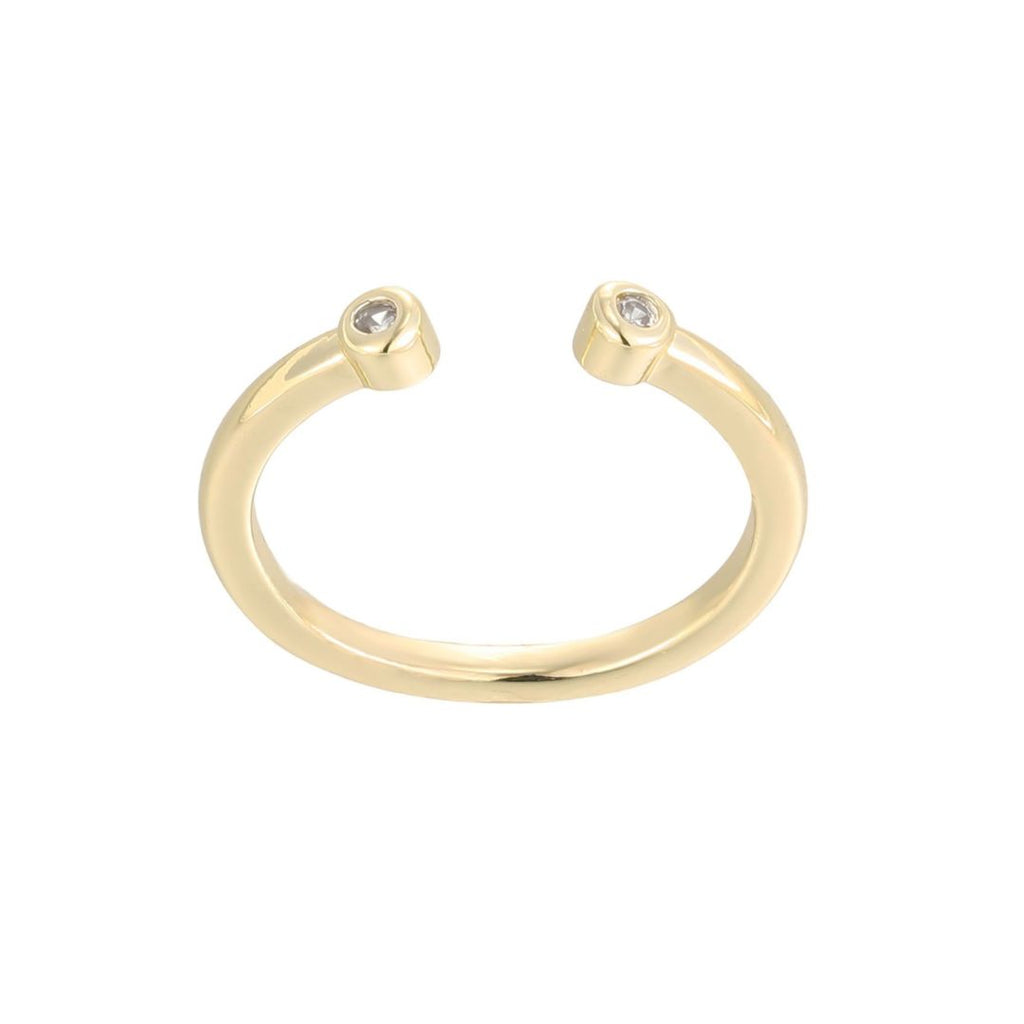 14k Gold Plated CZ Ends Open Adjustable Toe Ring
