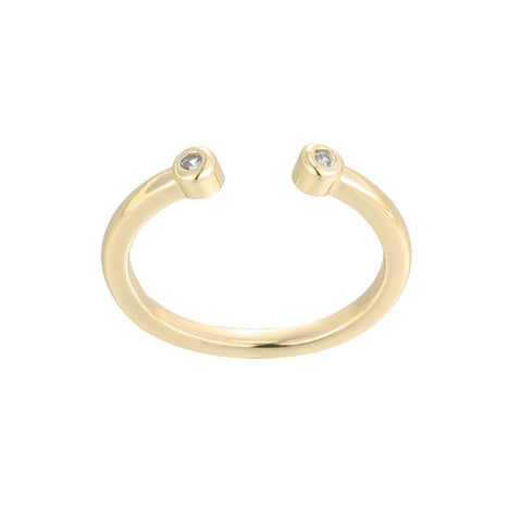14k Gold Plated CZ Ends Open Adjustable Toe Ring