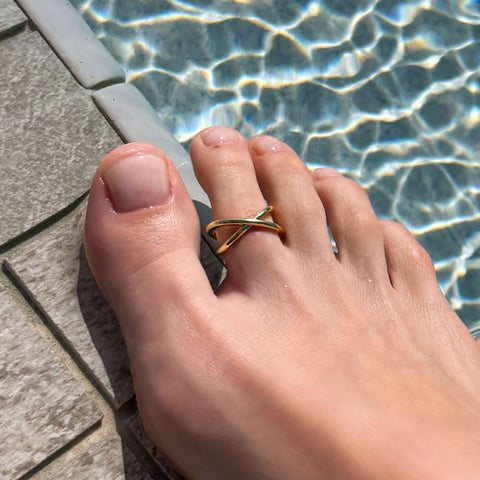 14k Gold Plated Criss Cross X Adjustable Toe Ring