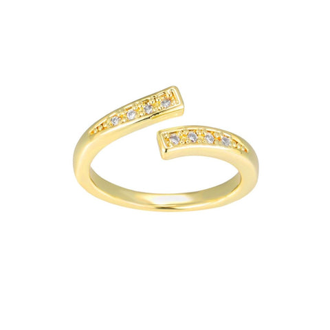 14k Gold Plated CZ Floating Bands Open Adjustable Toe Ring