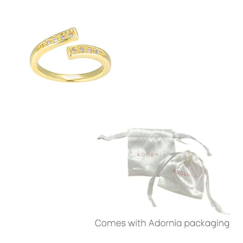 14k Gold Plated CZ Floating Bands Open Adjustable Toe Ring