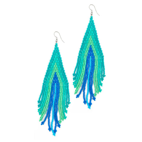 Blue and Green Beaded Earrings
