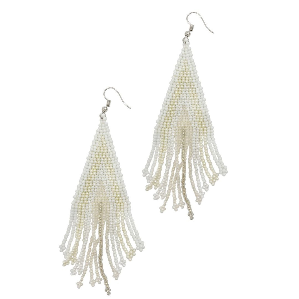 White and Gold Beaded Earring