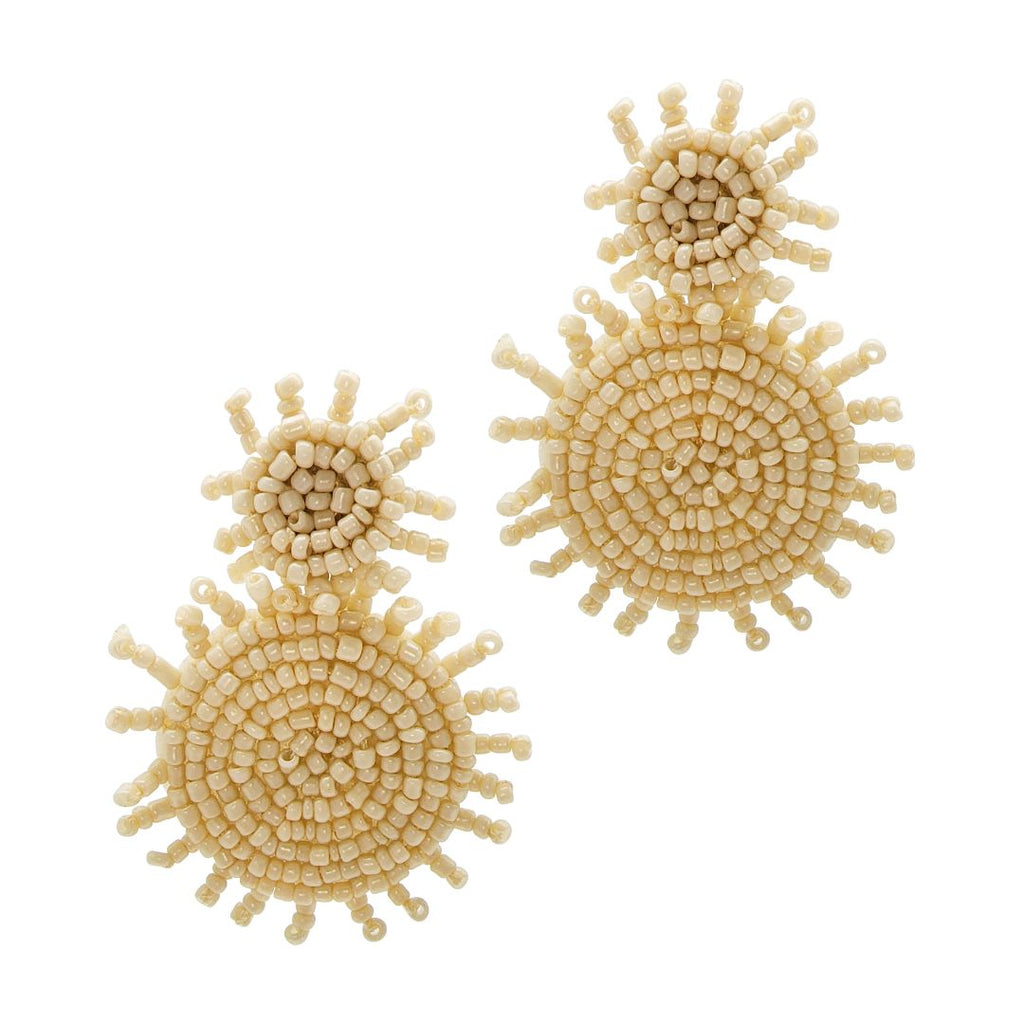 Fringe Ivory Drop Circle Bead Earrings