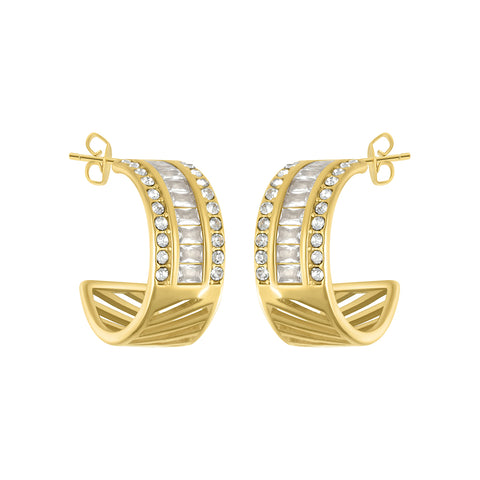 Wide Pave Hoops gold