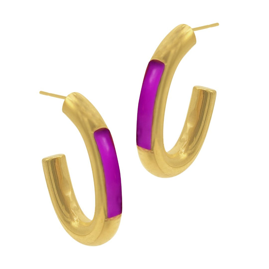 Oval Hoops with Purple Highlight gold