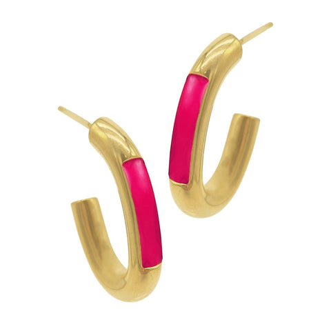 Oval Hoops with Pink Highlight gold