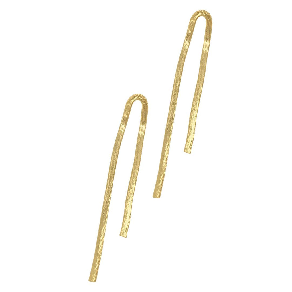 High Low Herringbone Chain Earrings gold