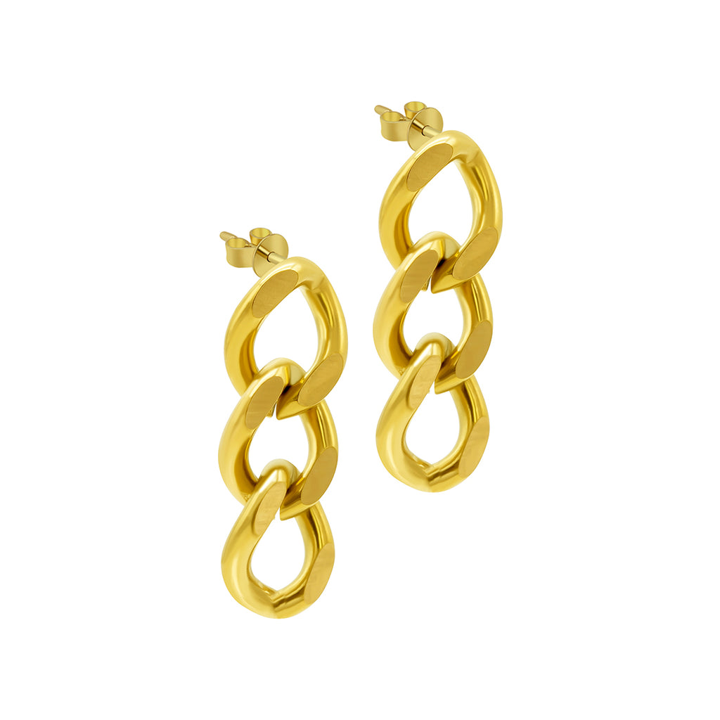 Water Resistant Curb Chain Earrings gold