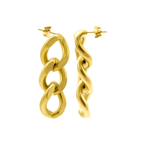 Water Resistant Curb Chain Earrings gold