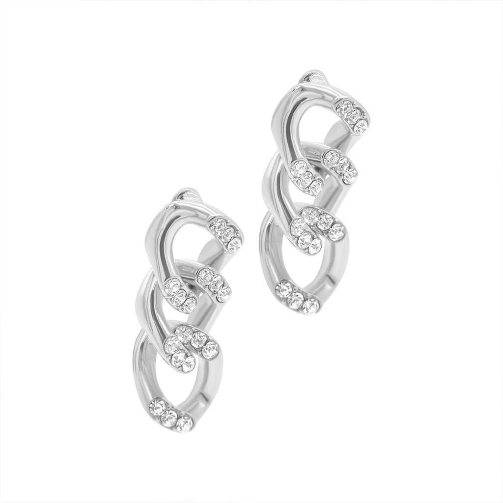 Crystal Curb Chain Earrings silver