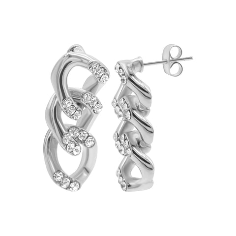 Crystal Curb Chain Earrings silver