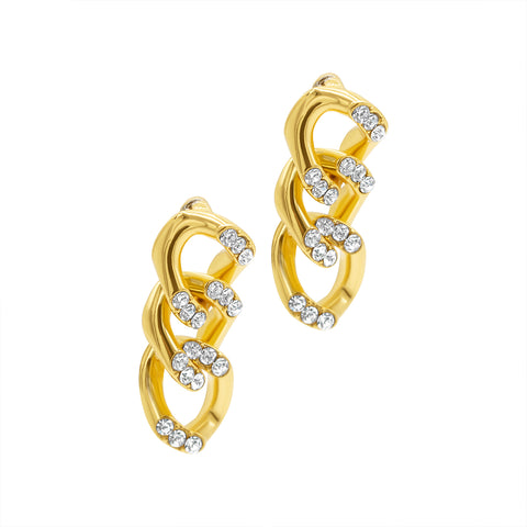 Crystal Curb Chain Earrings gold