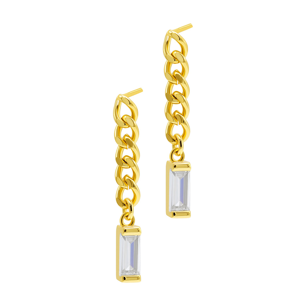 Chain Crystal Drop Earrings gold