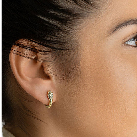 14k Gold Plated Snake Crystal Wrap Huggie Earrings