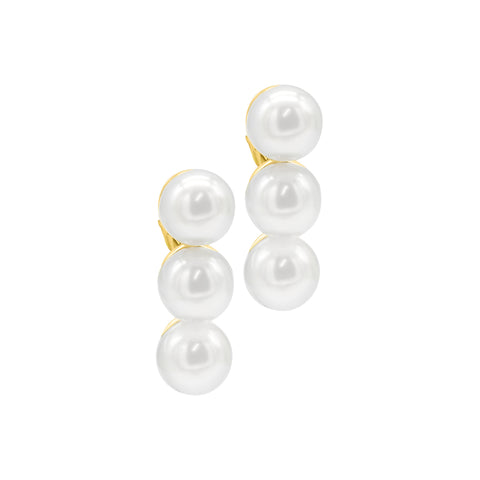 14K Gold Plated Oversized Pearl Bar Studs Earrings