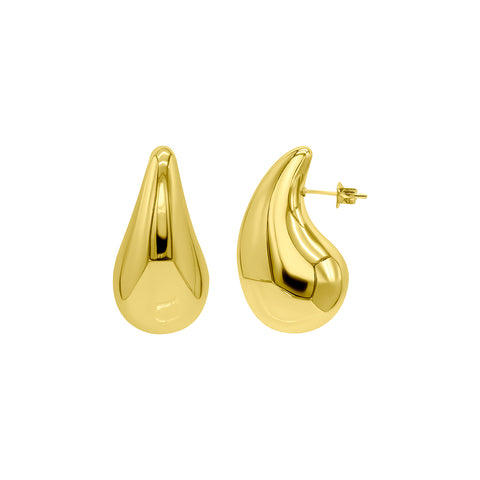 Tarnish Resistant 14K Gold Plated Teardrop Sculptural Stud Earrings