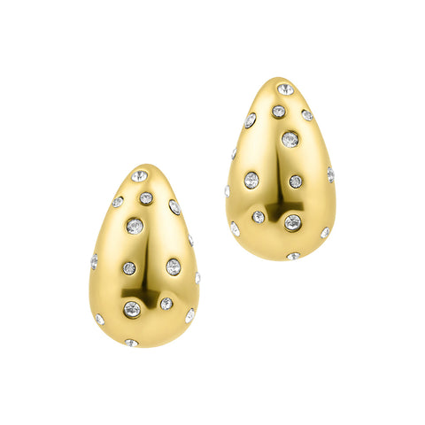 14k Gold Plated Crystal Teardrop Earrings