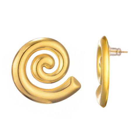Tarnish Resistant 18k Gold Plated Swirl Statement Stud Earrings