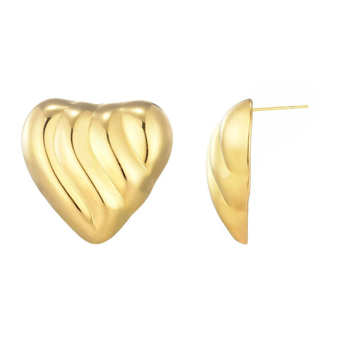 Tarnish Resistant Heart Statement Stud Earrings