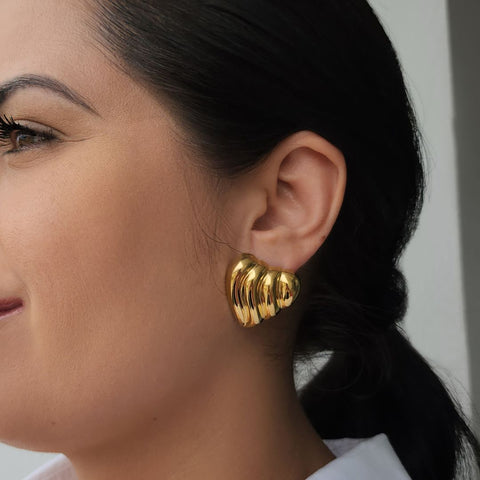 Tarnish Resistant Heart Statement Stud Earrings
